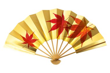 Madalyalı Japon Fan Silueti ile Renkli Asya Arkaplanı