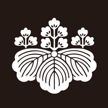 Geleneksel Japon aile arması logosu çizimi, çiçek elementleri