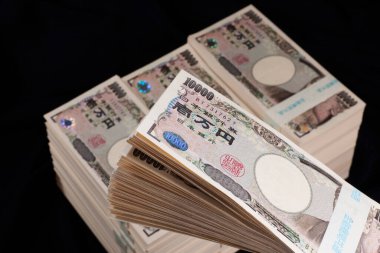 Japon yen banknotları arka planda, kapatın