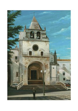 Şehirdeki eski kilisenin suluboya resimleri.