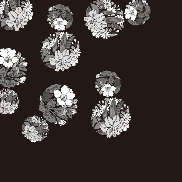 Czerń Biel Abstrakcyjne Tło Dekoracyjnymi Elementami Kwiatowymi — Zdjęcie stockowe