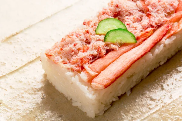 Japanisches Sushi Mit Meeresfrüchten Studioaufnahme — Stockfoto