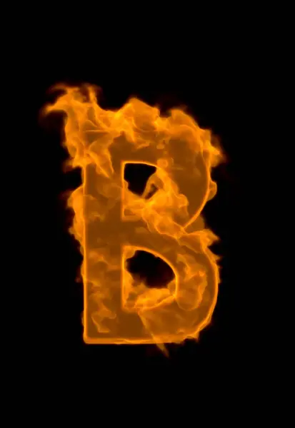 Fire Font Czarnym Tle Litera — Zdjęcie stockowe