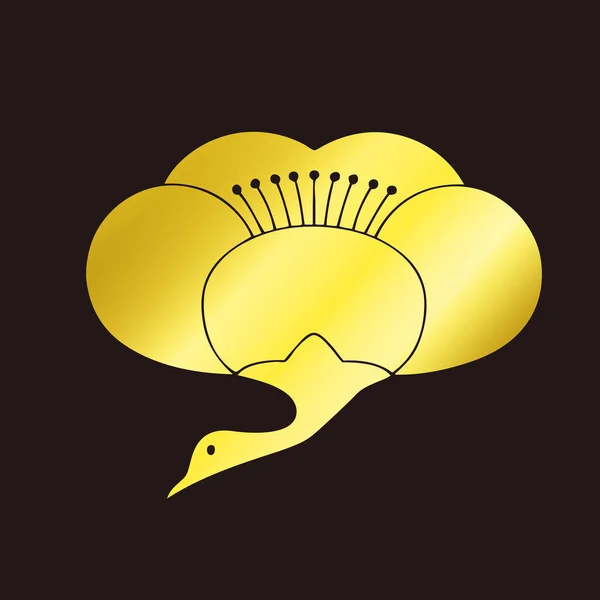 Geleneksel Japon Aile Arması Logosu Altın Rengi Çiçek Elementleri — Stok fotoğraf