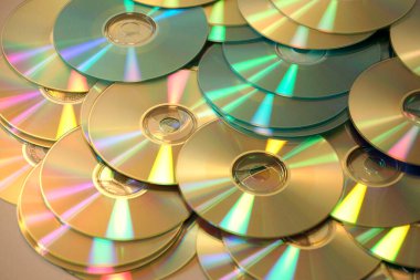 çok farklı kompakt diskler, yakın çekim görünümü