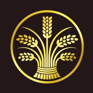 Geleneksel Japon aile arması logosu altın rengi gösteriyor