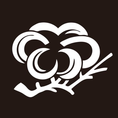 Soyut çiçek logosu, siyah beyaz çizimler 