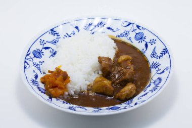 Lezzetli Japon körili pilavı ve domuz eti.