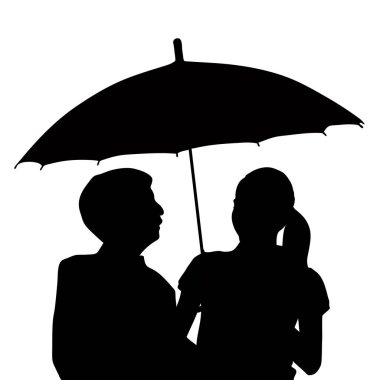 Şemsiye altındaki insanların silueti.