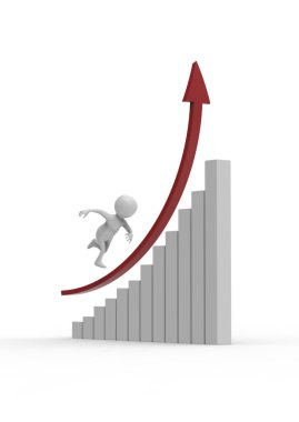 Grafikte çalışan beyaz karakterin 3d canlandırması