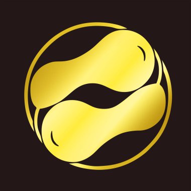 Geleneksel Japon aile arması logosu altın rengi, çiçek elementleri.