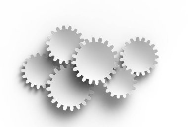 Dişlilerin beyaz arkaplandaki 3d çizimi 