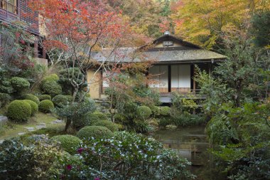 Eski bir Japon türbesinin güzel manzara fotoğrafı.