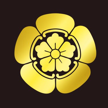 Geleneksel Japon aile arması logosu altın rengi gösteriyor