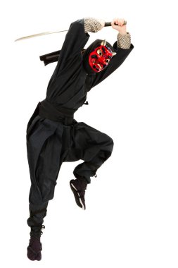 ninja wearing a demon mask clipart