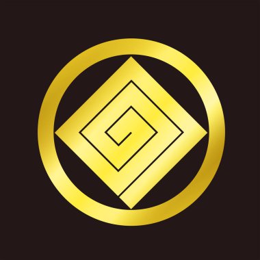 Geleneksel Japon aile arması logosu altın rengi gösteriyor