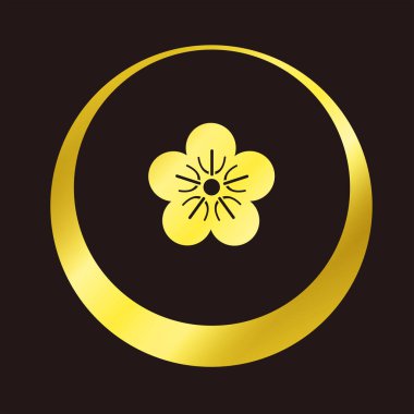 Geleneksel Japon aile arması logosu altın rengi gösteriyor