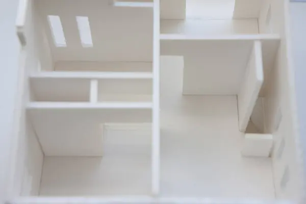 Gros Plan Modèle Maison Plastique Blanc — Photo
