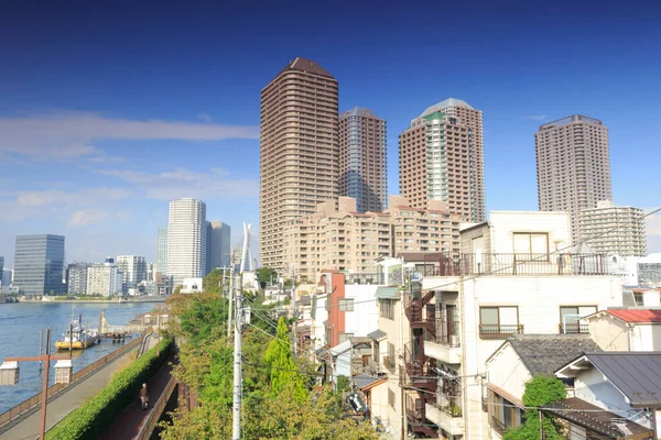 Sumida River Och Stadens Silhuett Tokyo Japan — Stockfoto