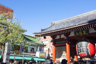 Bayram sırasında eski bir Japon türbesinde yoğun kalabalık