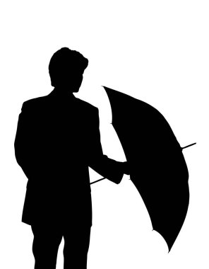 Şemsiyeli adam silueti.