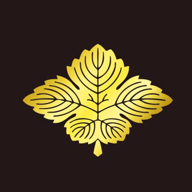 Geleneksel Japon aile arması logosu altın rengi gösteriyor