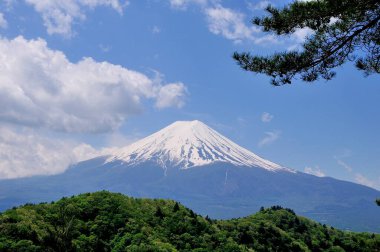 Fuji Dağı karla kaplı. 