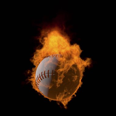 Siyah arka planda yanan ateş beyzbolu