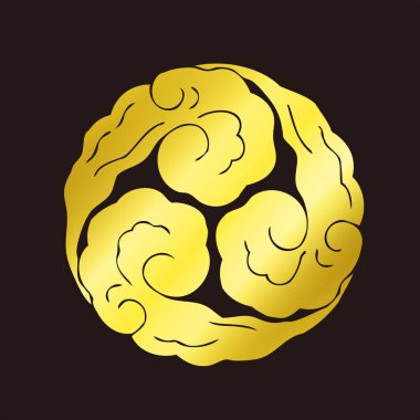 Geleneksel Japon aile arması logosu altın rengi gösteriyor