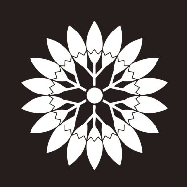 Geleneksel Japon aile arması logosu çizimi, çiçek elementleri