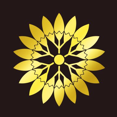 Geleneksel Japon aile arması logosu altın rengi gösteriyor