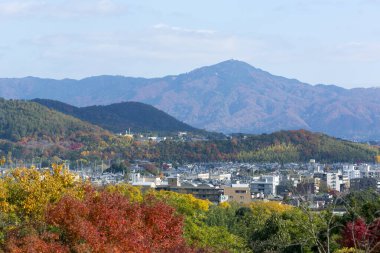 Dağlarda sonbahar mevsimi. Japonya.
