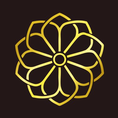 Geleneksel Japon aile arması logosu altın rengi gösteriyor