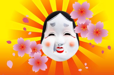 Kadın tiyatrosunun geleneksel Japon kültür maskesi. Tamam.