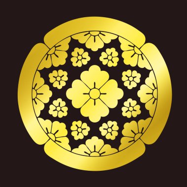 Geleneksel Japon aile arması logosu altın rengi gösteriyor