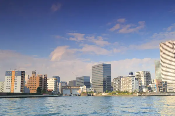Sumida River Och Stadens Silhuett Tokyo Japan — Stockfoto