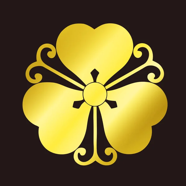 traditional Japanese family crest logo illustration of golden color