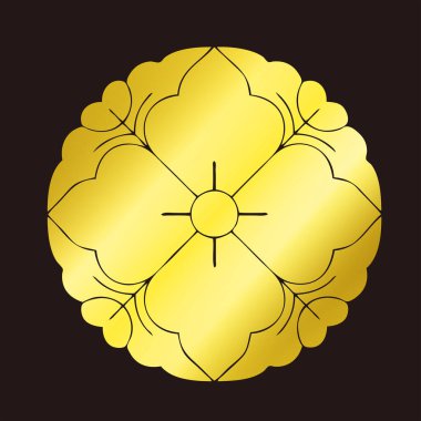 Geleneksel Japon aile arması logosu altın rengi gösteriyor