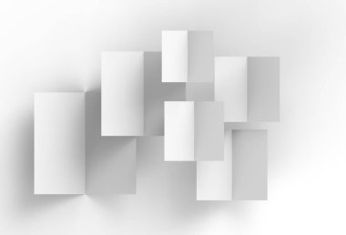 beyaz arkaplanda beyaz boş kartlar, kağıt notlar                        