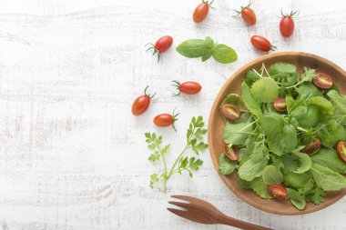 domatesli yeşil sebze salatası.