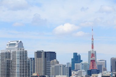 Tokyo şehir manzarası gökdelenler ve gökdelenler güneşli bir günde                      