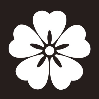Geleneksel Japon aile arması logosu çizimi, çiçek elementleri