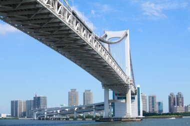 Gökdelenleri ve nehri olan şehir manzarası