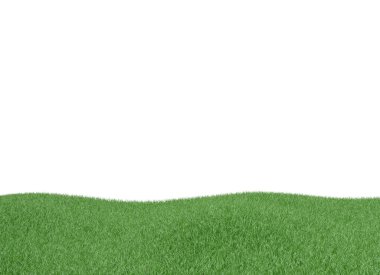 Beyaz arkaplanda yeşil çimen alanı izole edildi