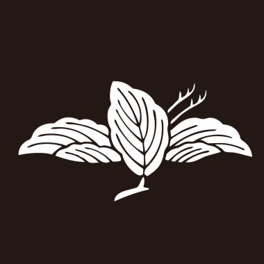 Geleneksel Japon aile arması logosu çizimi, çiçek elementleri