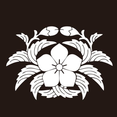 Soyut çiçek süsü, siyah ve beyaz çizimler