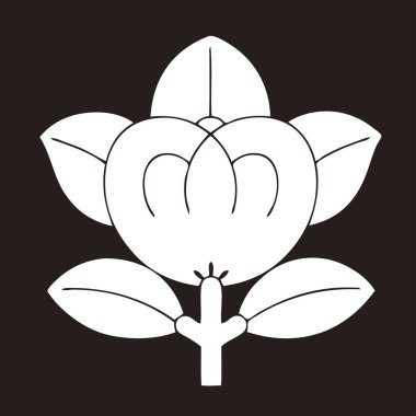 Geleneksel Japon aile arması logosu çizimi, çiçek elementleri