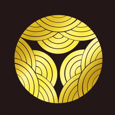 Geleneksel Japon aile arması logosu altın rengi gösteriyor