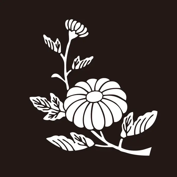Abstracte Bloemen Ornament Zwart Wit Illustratie — Stockfoto