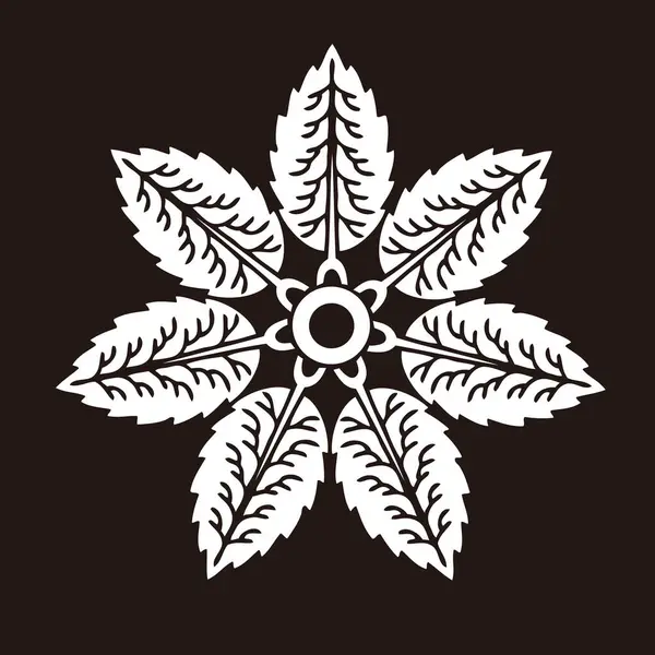 traditional Japanese family crest logo illustration, floral elements